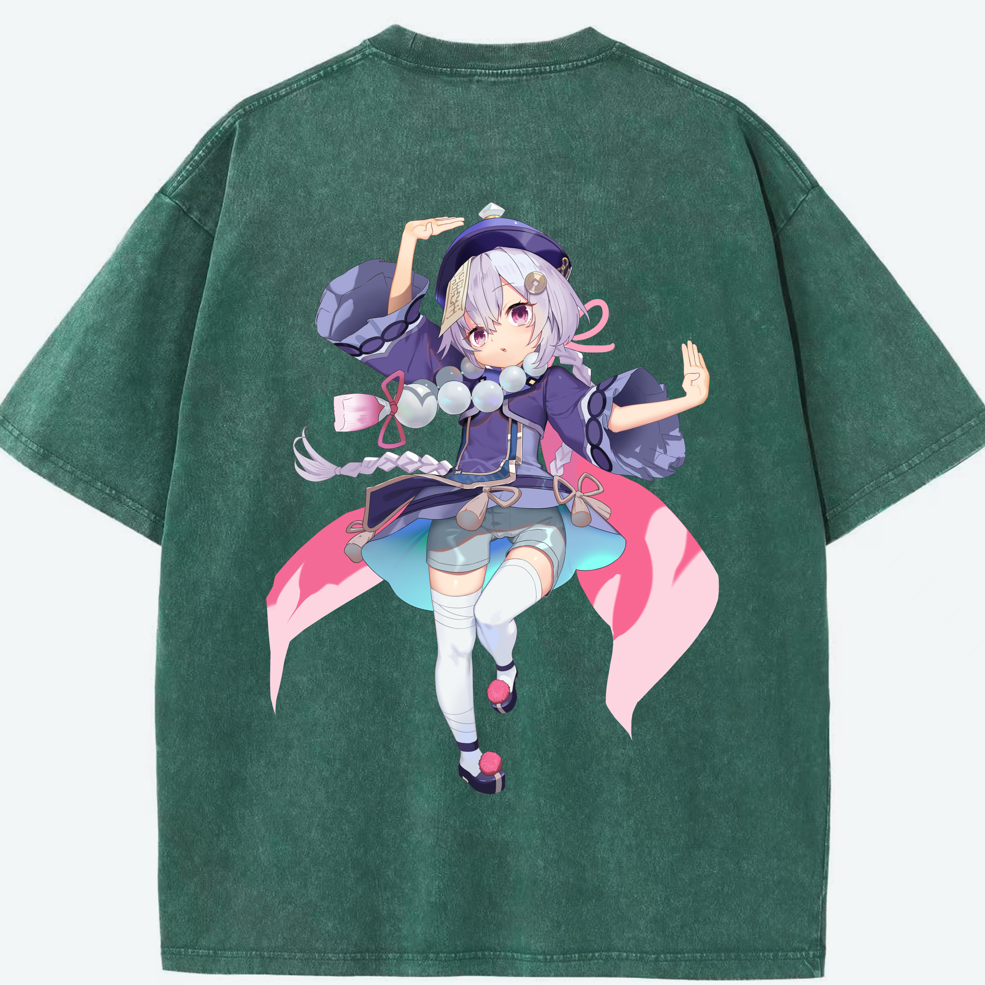 げんし神 七七 なな  genshin Nana 綿100% ヴィンテージ風 半袖Tシャツ（背面プリント）